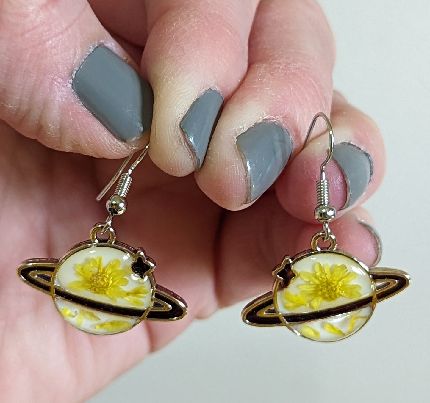 Yellow Daisy Saturn/Planet Earrings