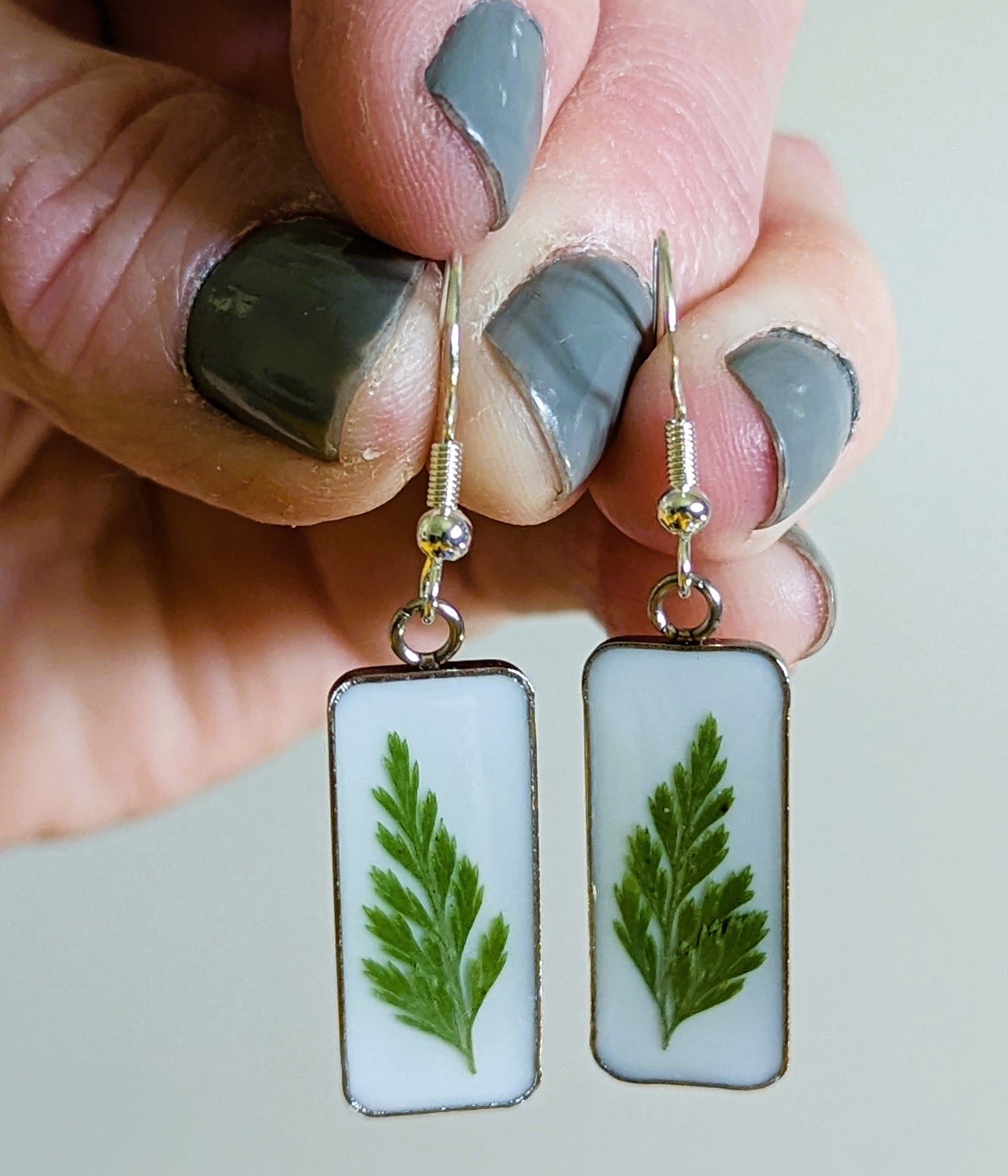 Fern Stainless-Steel Rectangle Earrings
