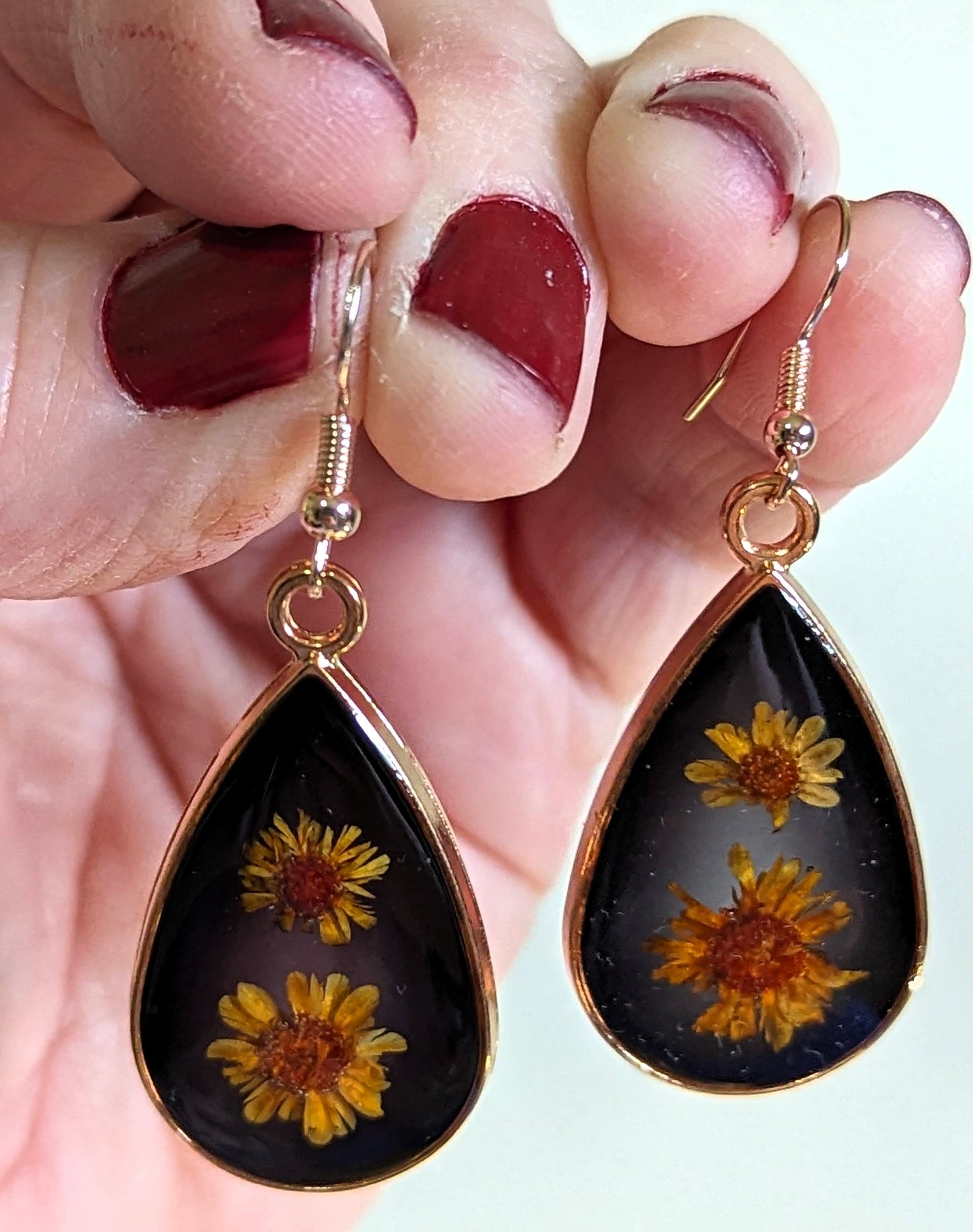 Yellow Daisy Droplet Earrings