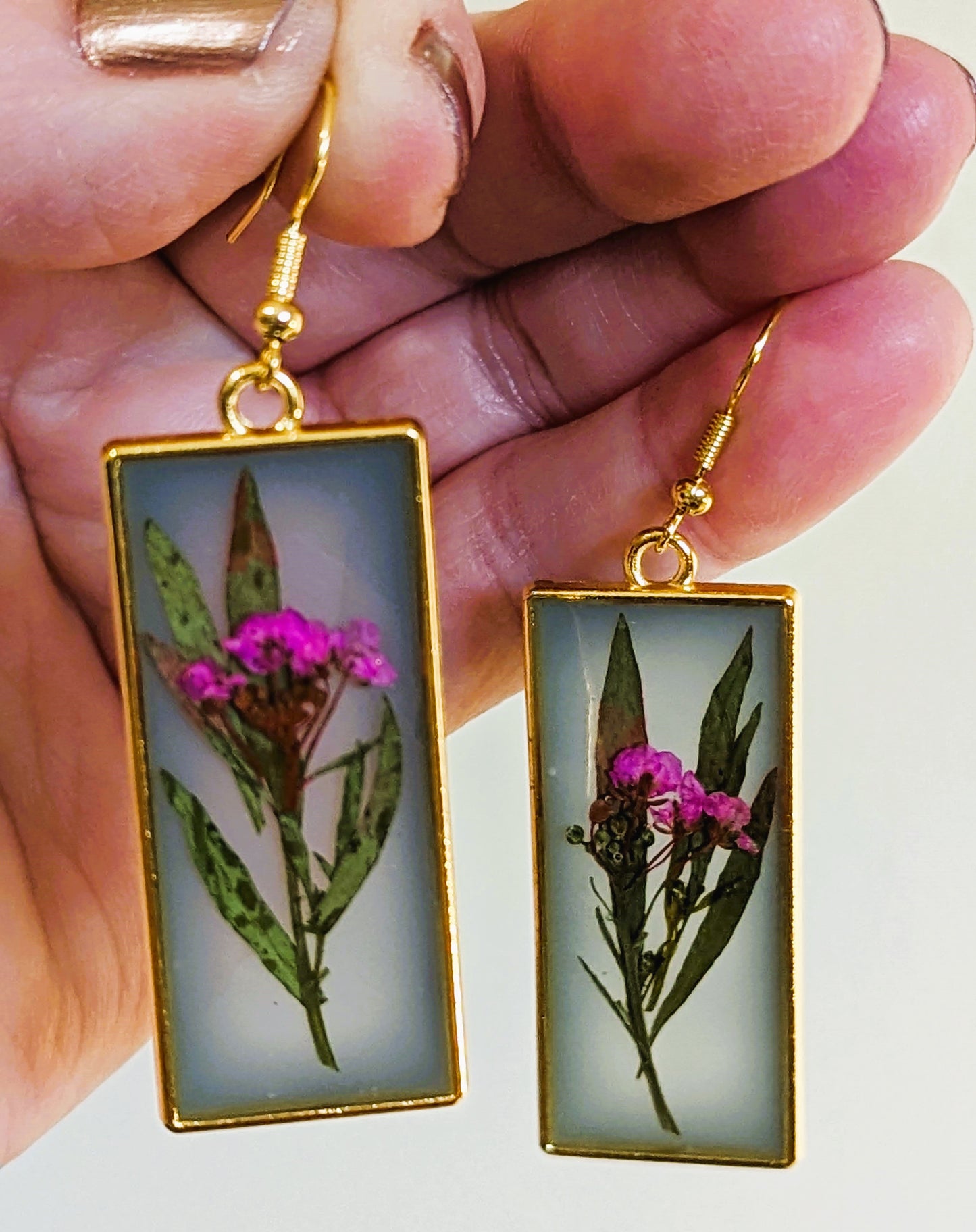Purple Wildflower Rectangle Earrings