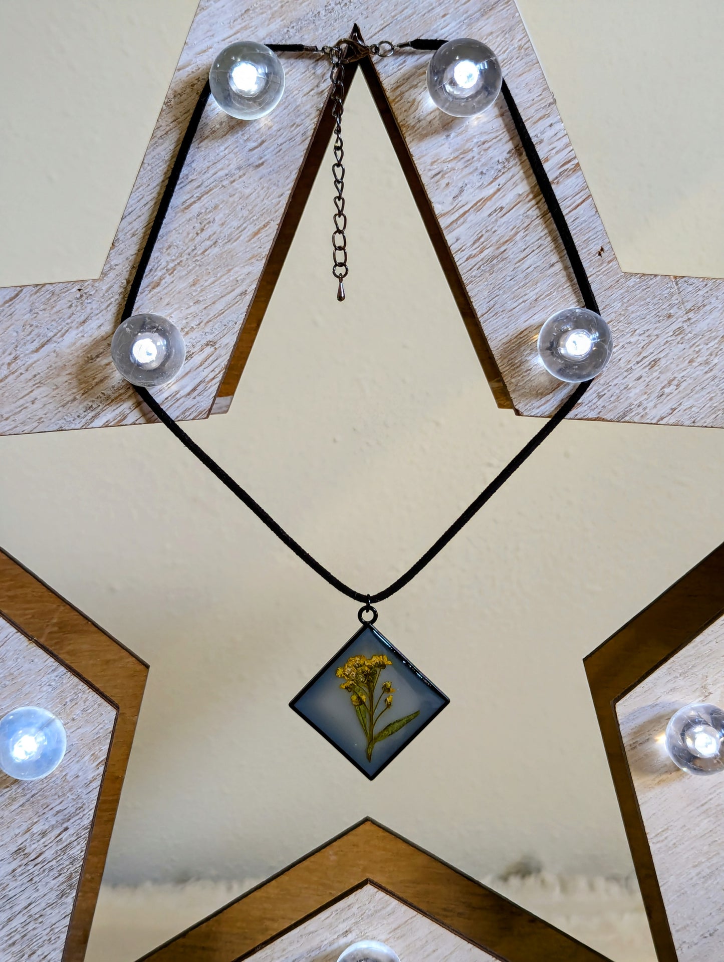 Yellow Wildflower Square Necklace