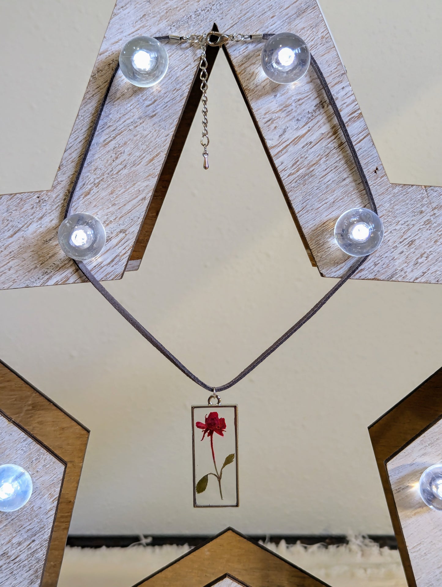 Red Rose Rectangle Necklace