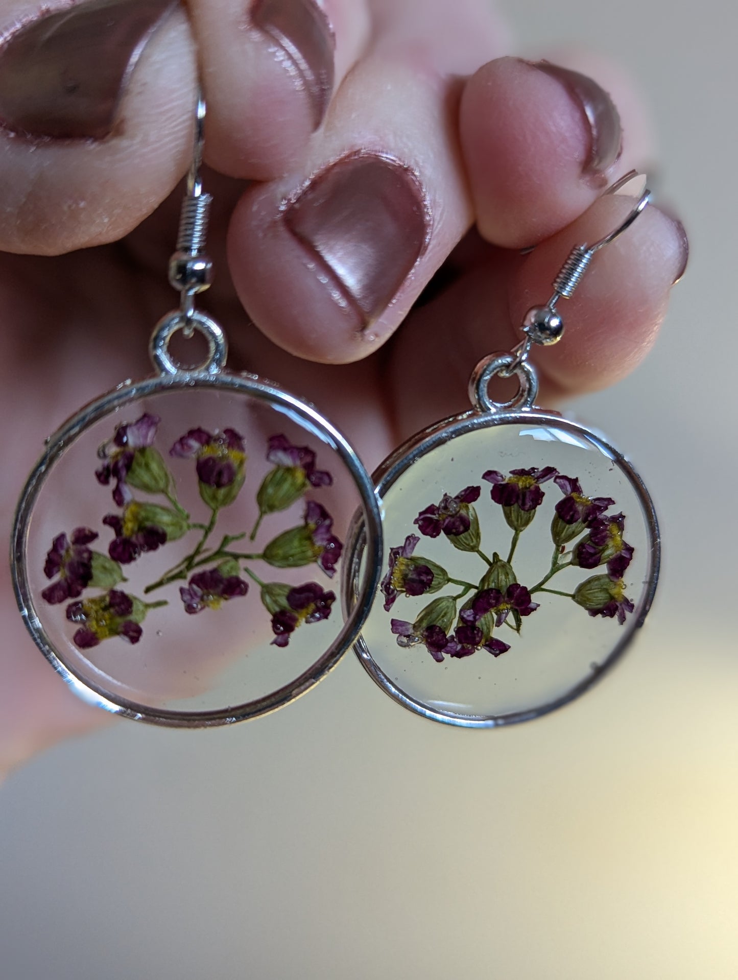 Red Achillea Round Earrings