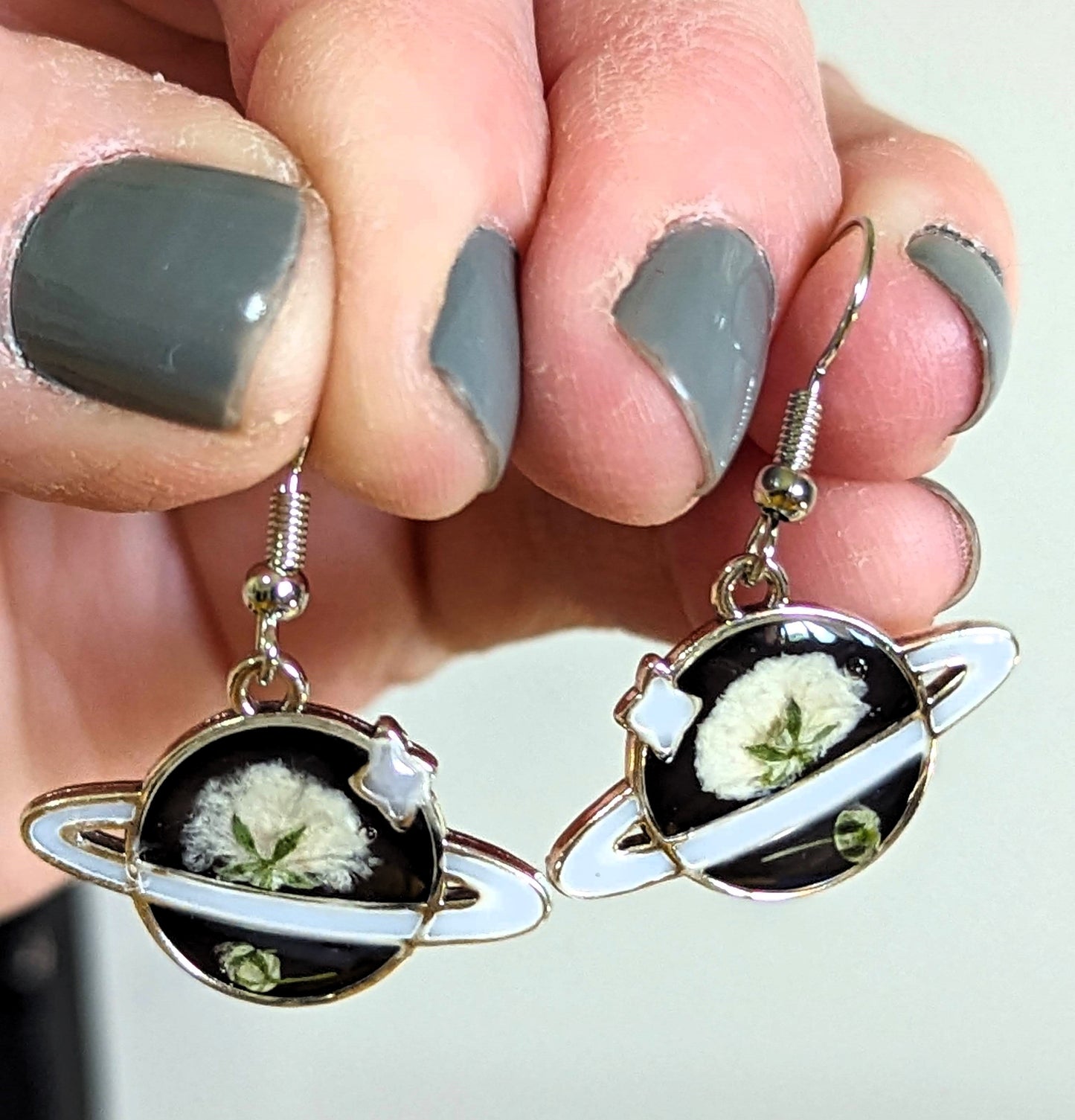 Baby's Breath Saturn/Planet Earrings