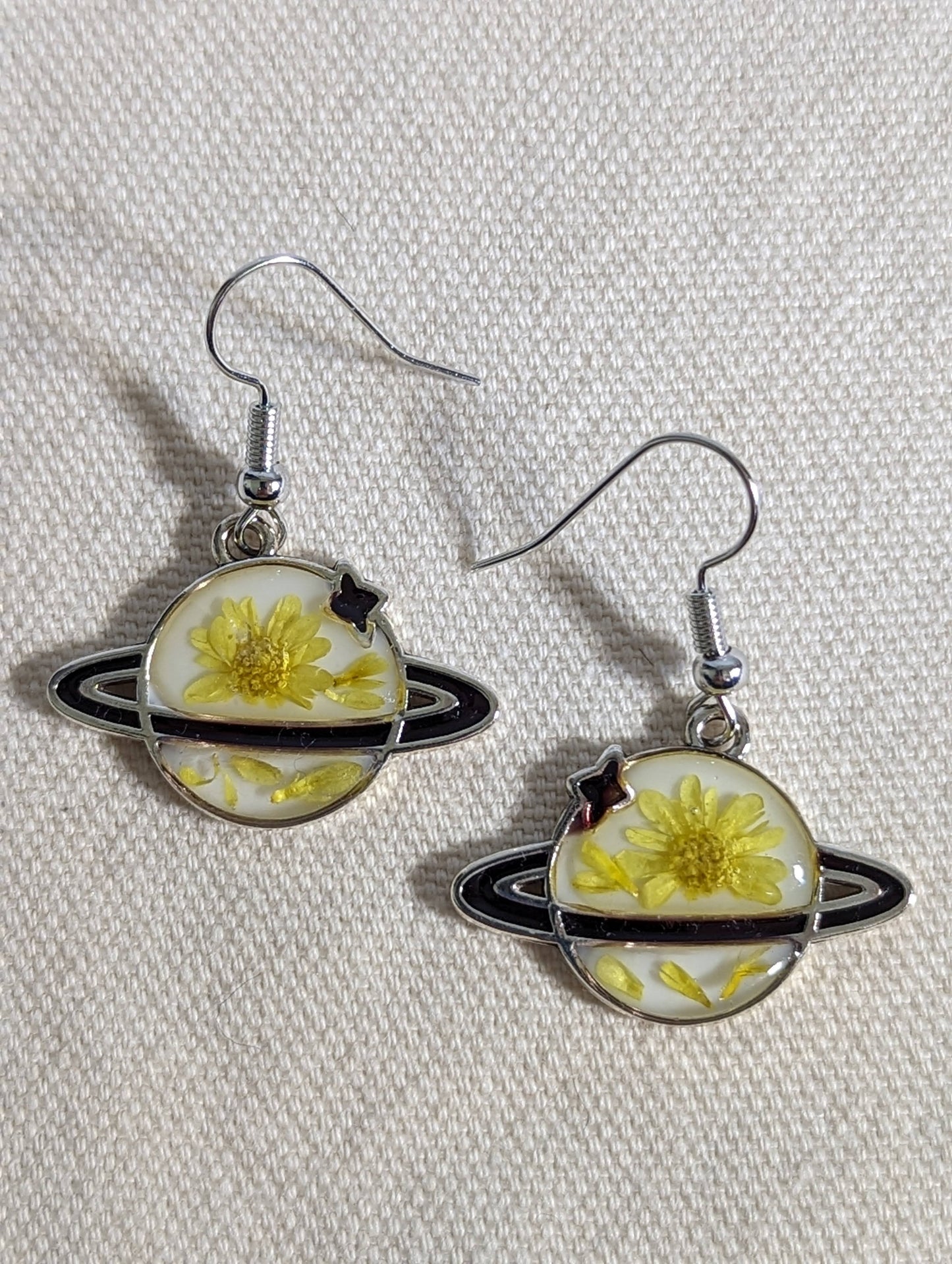 Yellow Daisy Saturn/Planet Earrings