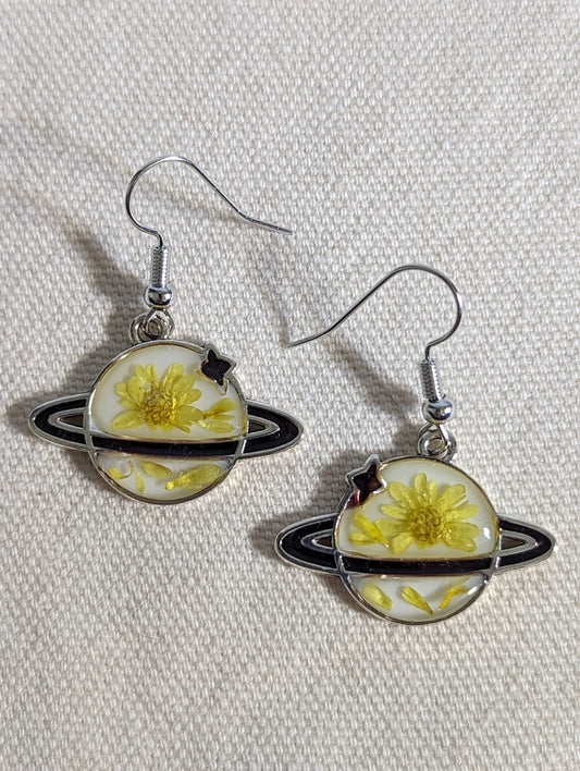 Yellow Daisy Saturn/Planet Earrings