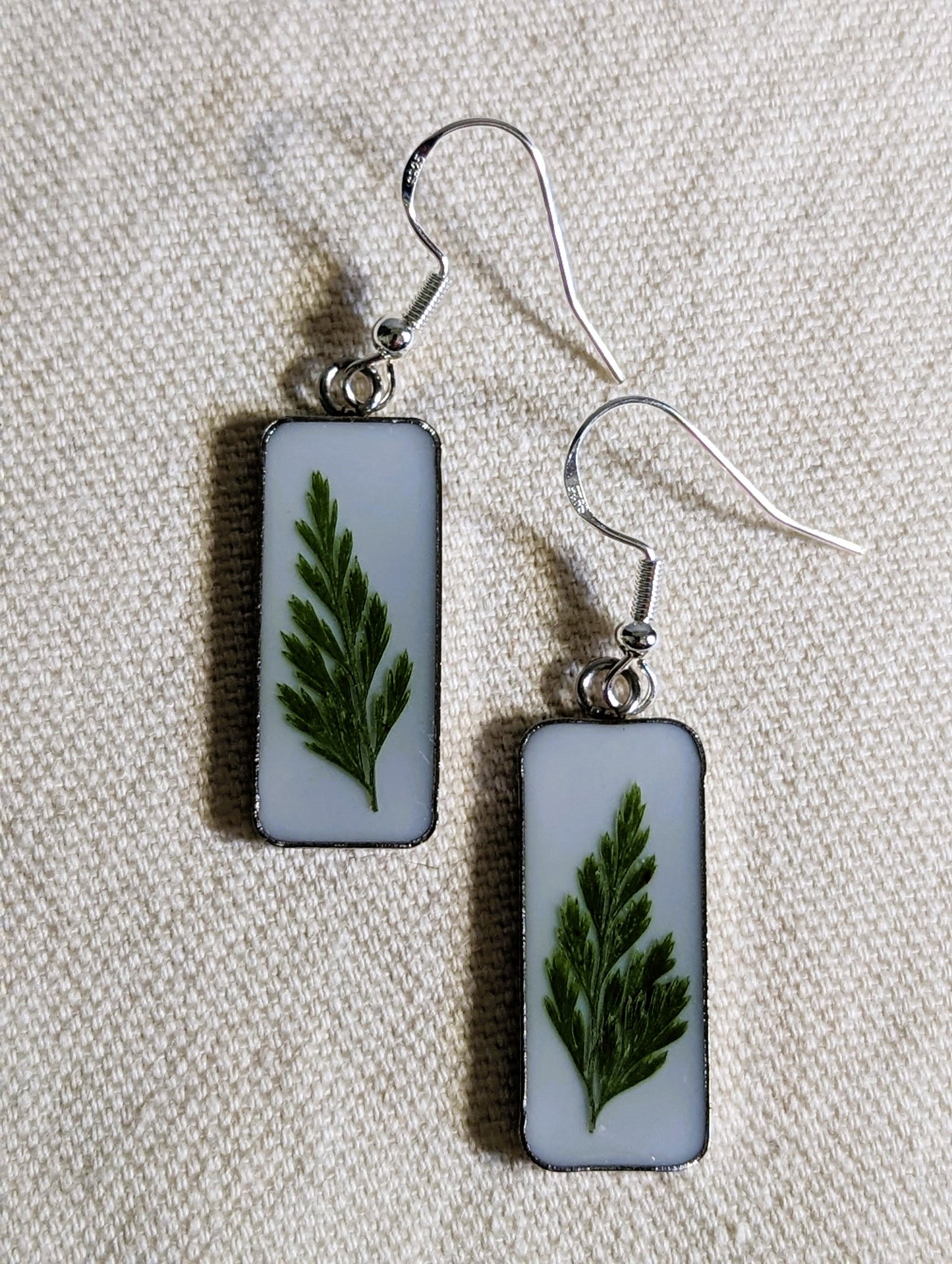 Fern Stainless-Steel Rectangle Earrings
