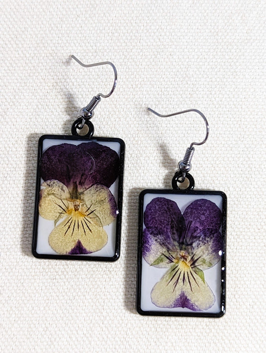 Viola/Violet Black Frame Earrings