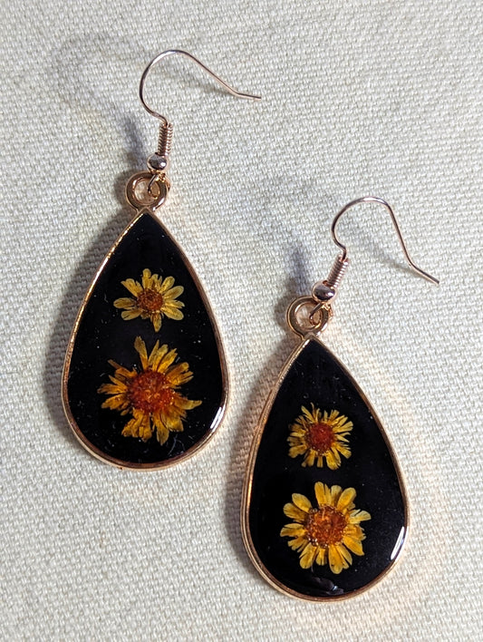 Yellow Daisy Droplet Earrings