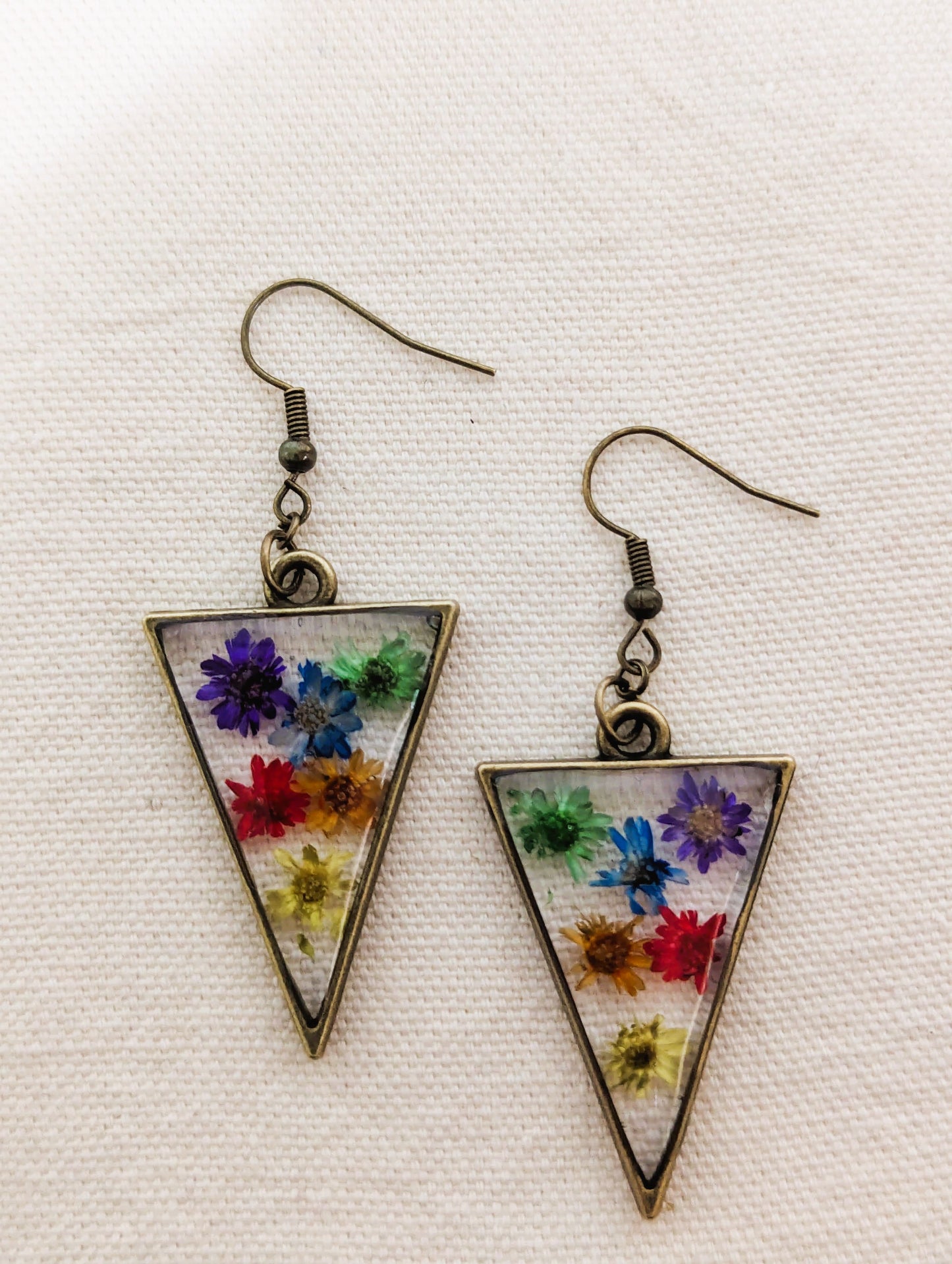 Rainbow Daisy Triangle Earrings