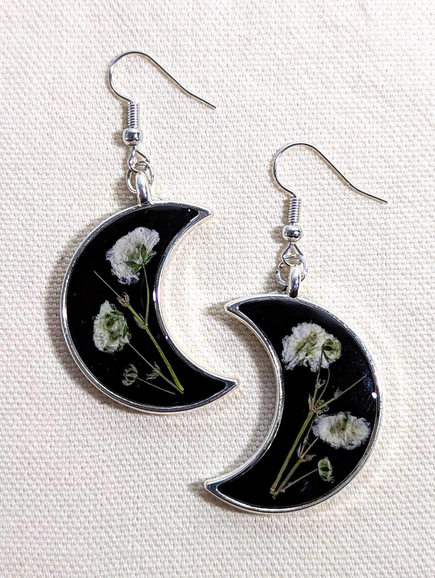 Baby's Breath Moon Earrings