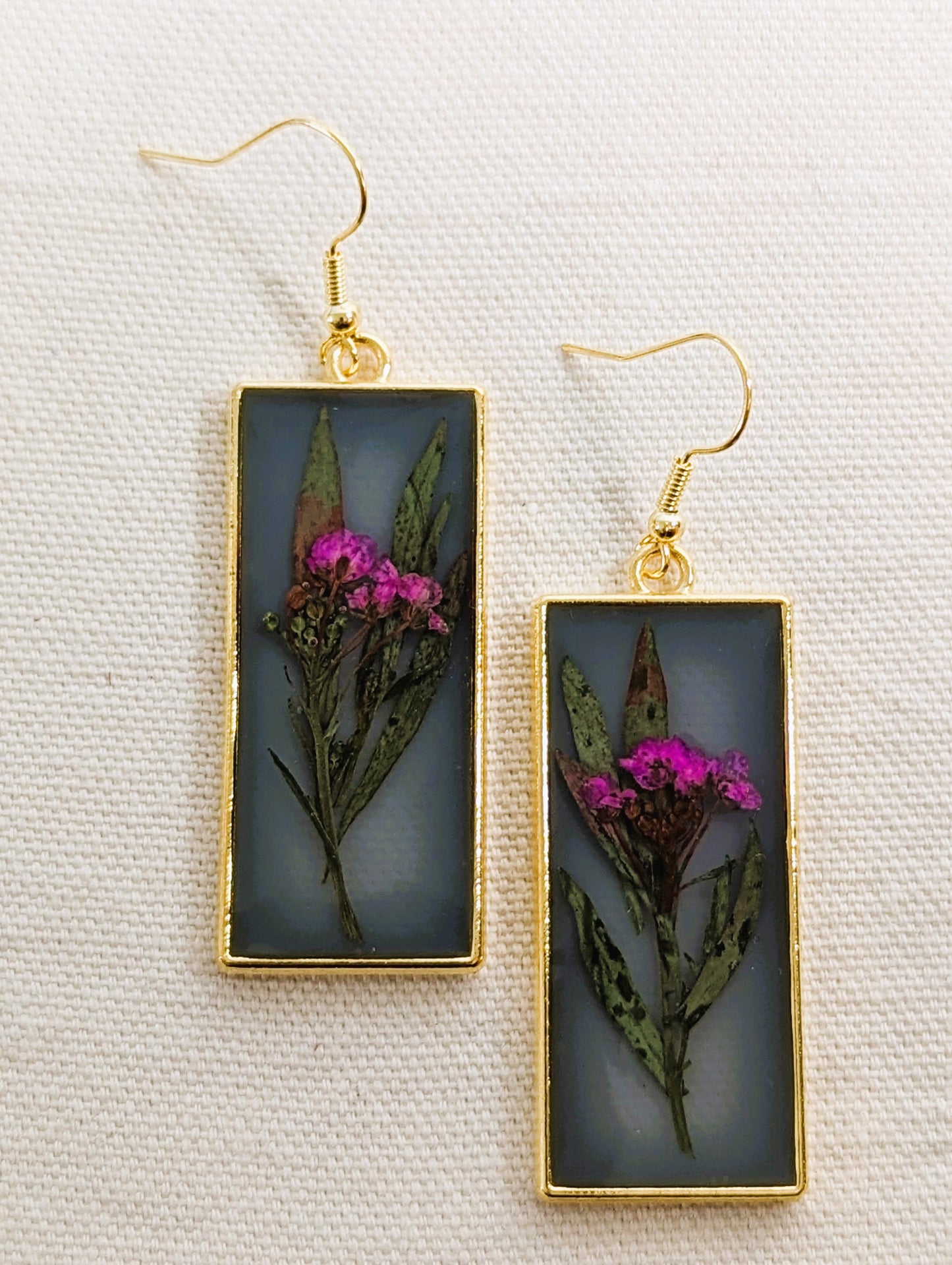 Purple Wildflower Rectangle Earrings
