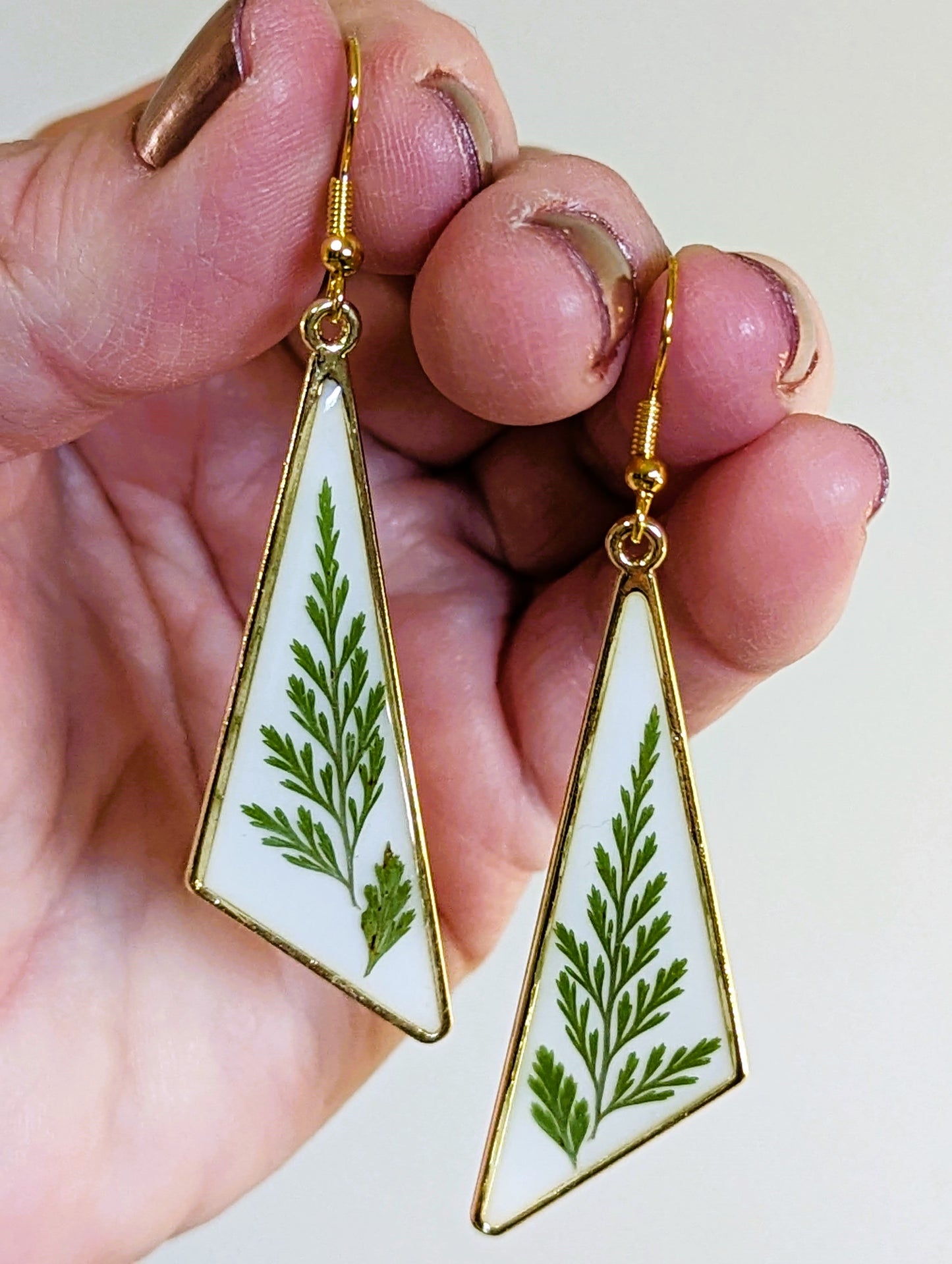 Fern Oblong Triangle Earrings