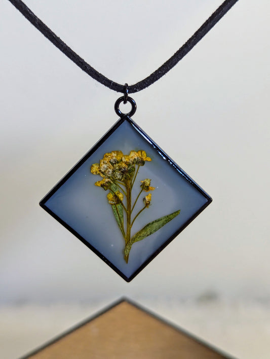 Yellow Wildflower Square Necklace