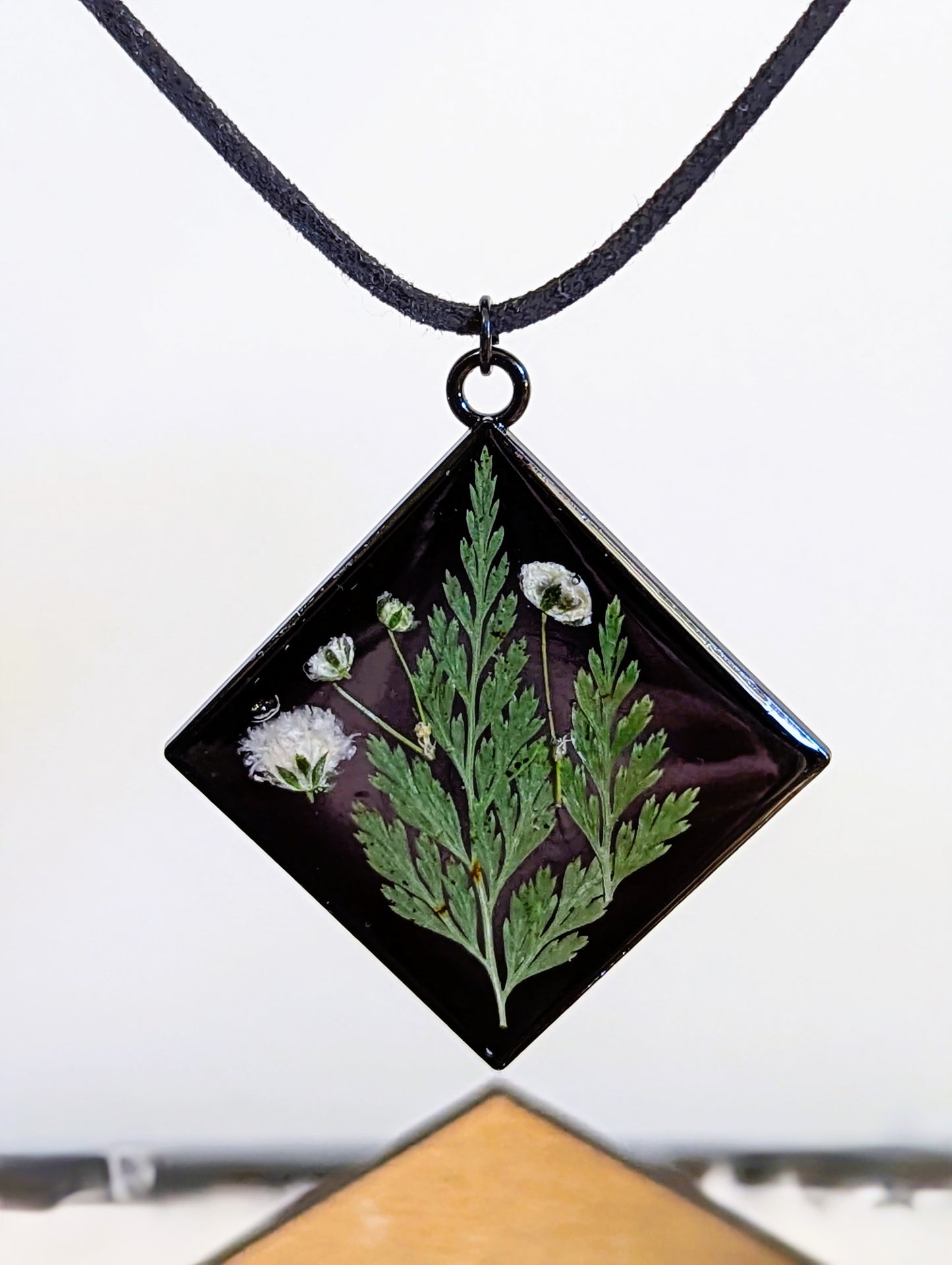 Baby's Breath & Fern Square Necklace