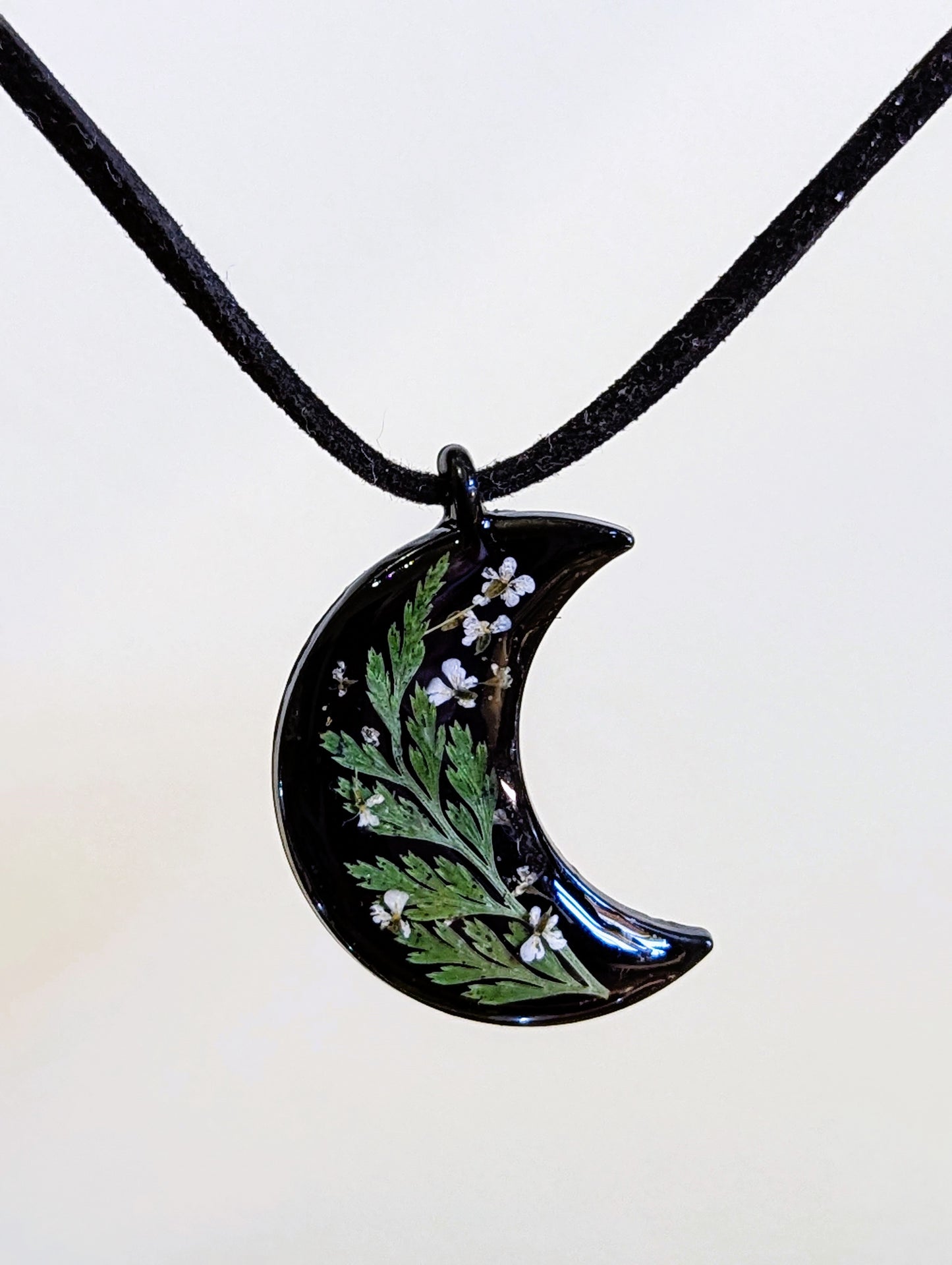 Baby's Breath & Fern Moon Necklace