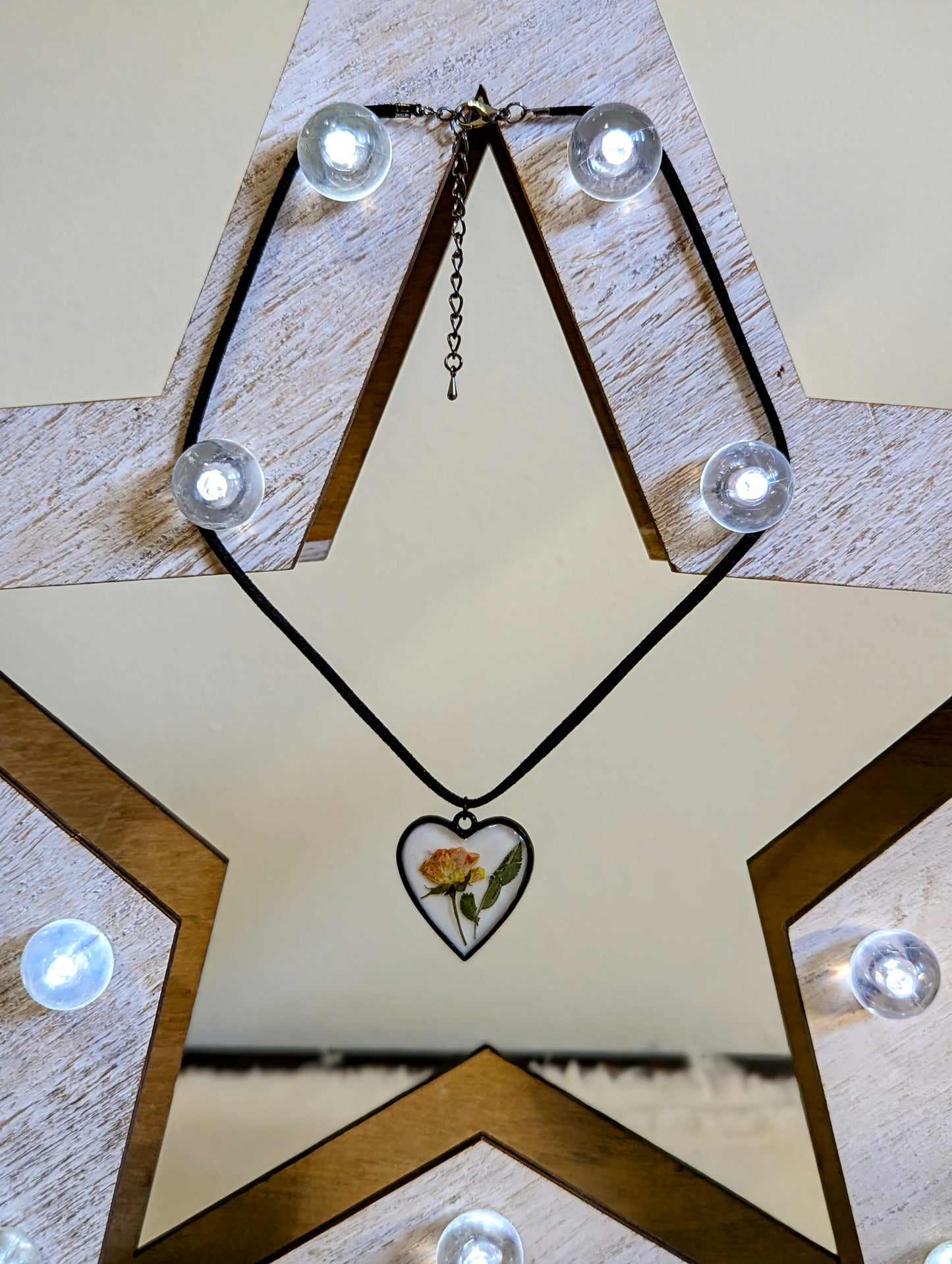 Pink & Yellow Rose Heart Necklace