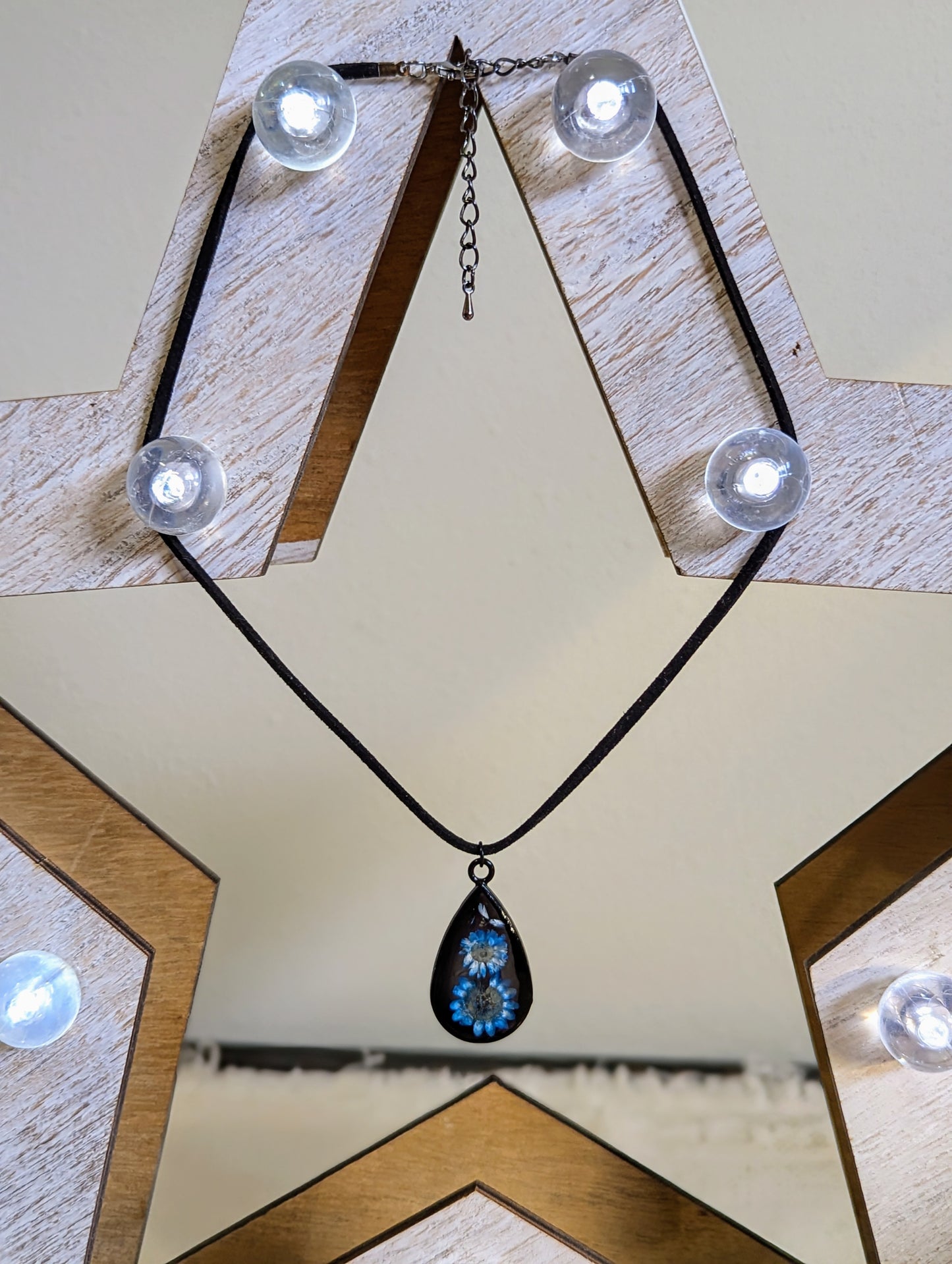 Blue Daisy Droplet Necklace