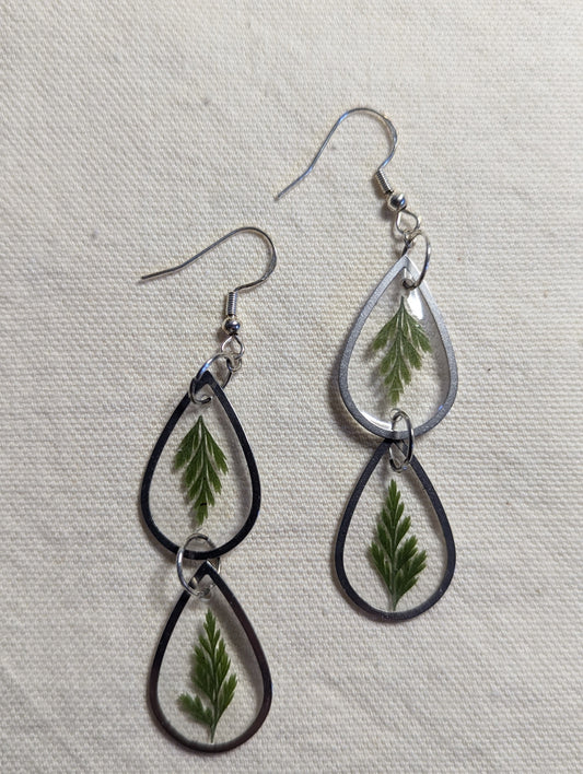 Fern Stainless-Steel Double Drop Earrings